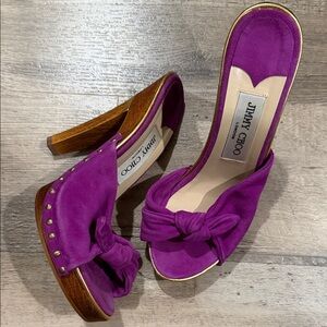 Jimmy Choo Violet Wood Mule Heels